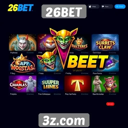 Diversidade de jogos disponíveis em 26BET